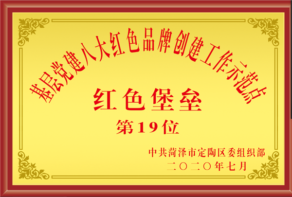 荣誉资质--“红色堡垒”第19位