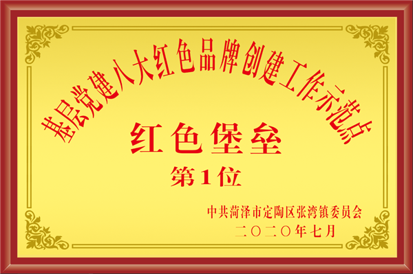 荣誉资质--“红色堡垒”第1位